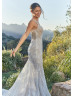 Luxury Beaded Ivory Lace Open Back Sparkling Wedding Dress